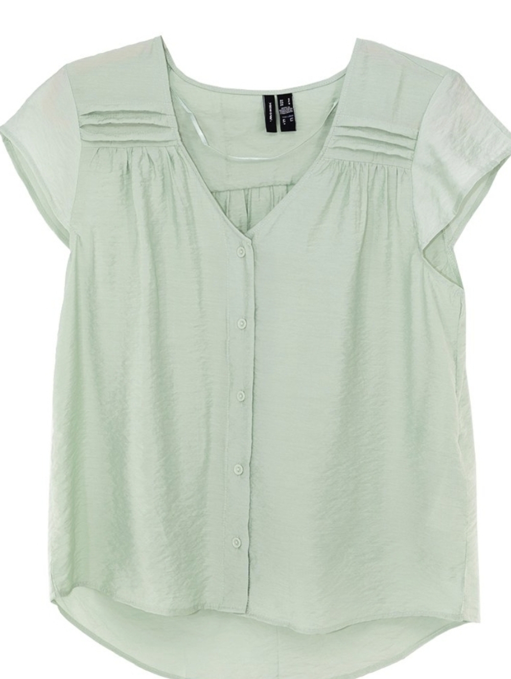 Vero Moda Pale Mint Button-Front Short Sleeve Blouse